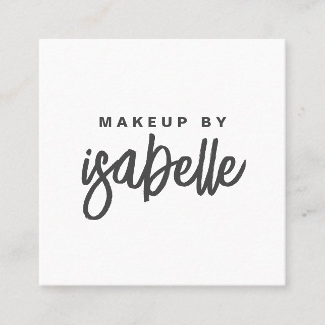 Modern Minimalist Makeup Artist Script Square Business Card (Front)