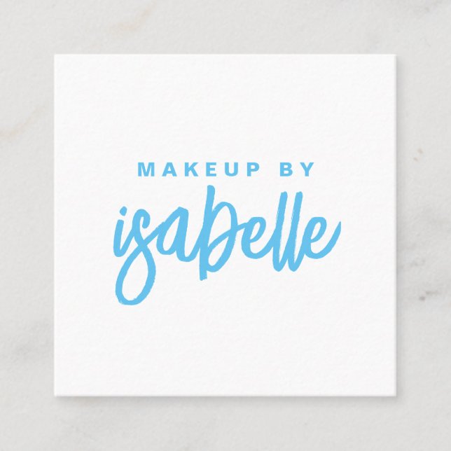 Modern Minimalist Makeup Artist Script Square Business Card (Front)