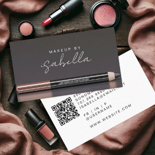 Modern Minimalist Makeup Artist Tools QR Code Business Card