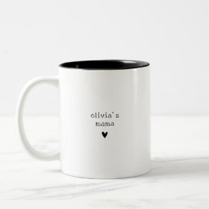 Modern Minimalist Mama Child's Name Two-Tone Coffee Mug