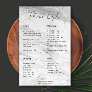 Modern Minimalist Marble Business Price List Flyer
