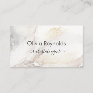 Modern Minimalist Marble Texture Neutral QR Code Business Card