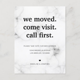 Modern Minimalist Marble We've Moved Moving Announcement Postcard