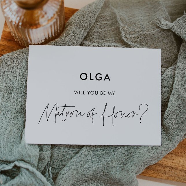 Modern minimalist Matron of honor proposal card (Creator Uploaded)