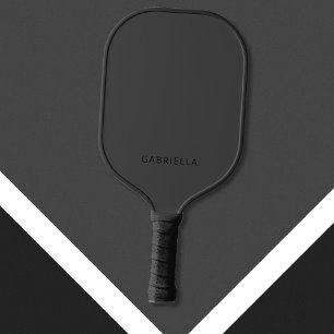 Modern Minimalist Matte Black Personalized Name Pickleball Paddle