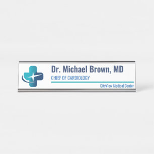 Modern Minimalist Medical Office Custom Doctor Desk Name Plate