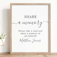 Modern Minimalist Memorial Funeral Share a Memory