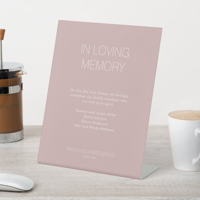 Modern Minimalist Memorial Wedding Pedestal Sign (In SItu)