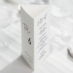 Modern Minimalist Menu & Table number trifold<br><div class="desc">Trifold wedding menu & table number: all in one,  just fold the paper sheet in 3 to get your standing menu. Modern,  simple and clean: adopt this minimalist handwritten design for your wedding stationery. Fully customizable colors.</div>