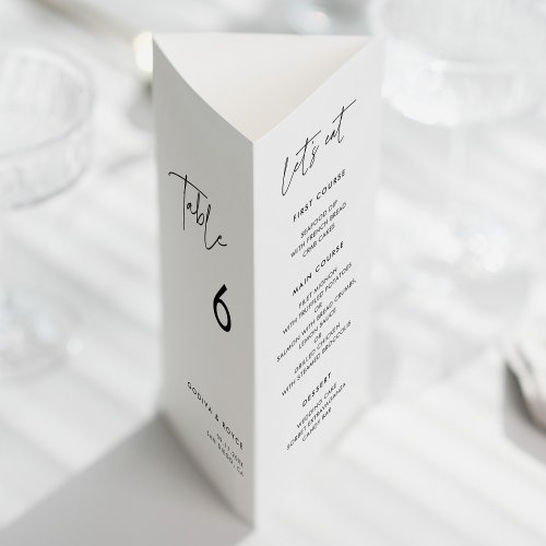 Modern Minimalist Menu  Table number trifold