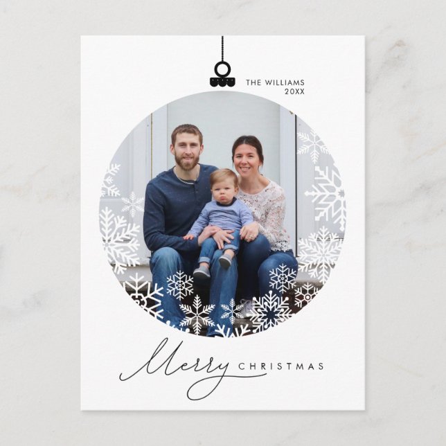 Modern Minimalist, Merriest Christmas Family Photo Postcard (Front)