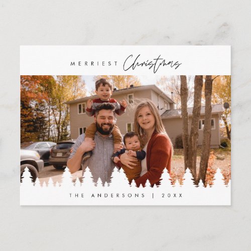 Modern Minimalist Merriest Christmas Family  Post Postcard