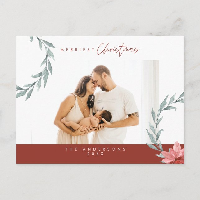 Modern Minimalist, Merriest Christmas Family  Post Postcard (Front)