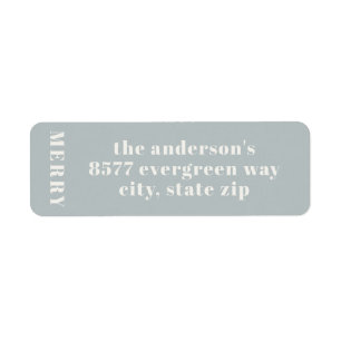 Modern Minimalist Merry Blue Return Address Label