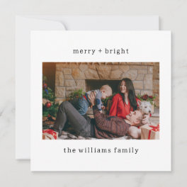 Modern Minimalist Merry Christmas Custom Photo Holiday Card