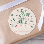 modern minimalist merry christmas gift sticker<br><div class="desc">This is a modern holiday themed sticker template featuring a hand drawn Christmas elements and an elegant font pairing. All colors and wording are editable // For matching items, please visit the "HOLIDAY" collection in the Sincerely By Nicole Zazzle store. * If you like this design but don't see it...</div>