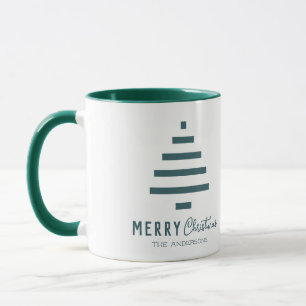 Modern Minimalist Merry Christmas Green Pine Tree  Mug