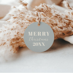 Modern Minimalist Merry Christmas Grey Blue Gift Favor Tags