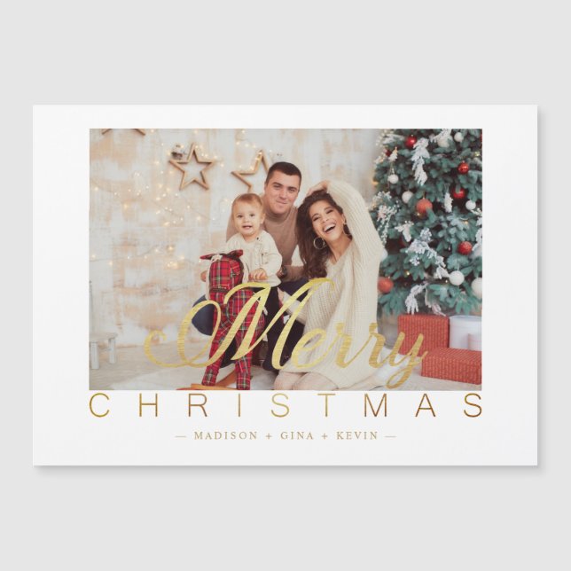 Modern Minimalist Merry Christmas Photo Family (Front)