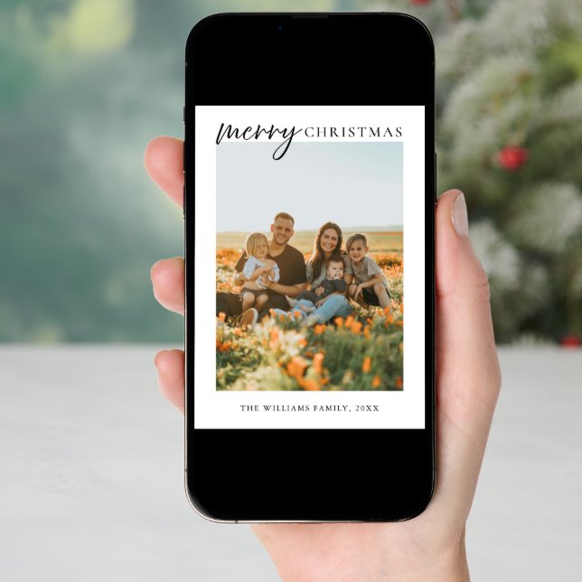 Modern Minimalist Merry Christmas Photo Holiday Card (Front Digital)