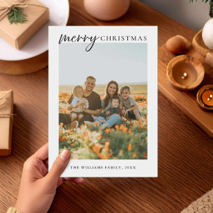 Modern Minimalist Merry Christmas Photo Holiday Card