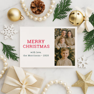 Modern Minimalist Merry Christmas Photo Letterpress Photo Cards