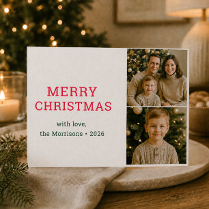 Modern Minimalist Merry Christmas Photo Letterpress Photo Cards