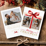 Modern Minimalist Merry Christmas Red Holiday Card<br><div class="desc">This Modern Minimalist Merry Christmas Red Holiday Card blends elegance and warmth with its simple design and festive red bow. The clean layout and gold accents create a timeless look, making it perfect for sharing your holiday joy and love. It’s easily customizable, and if you need any help, you can...</div>
