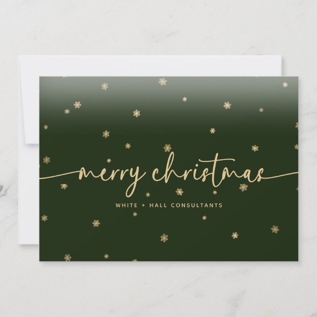 Modern Minimalist Merry Christmas Script Business Holiday Card (Front)