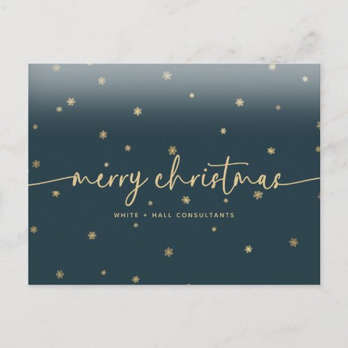 Modern Minimalist Merry Christmas Script Business Postcard