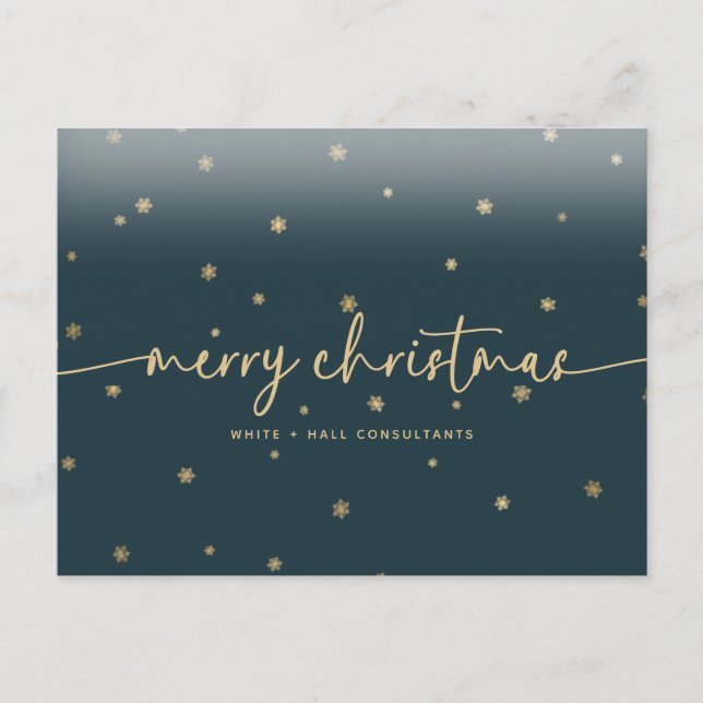 Modern Minimalist Merry Christmas Script Business Postcard (Front)