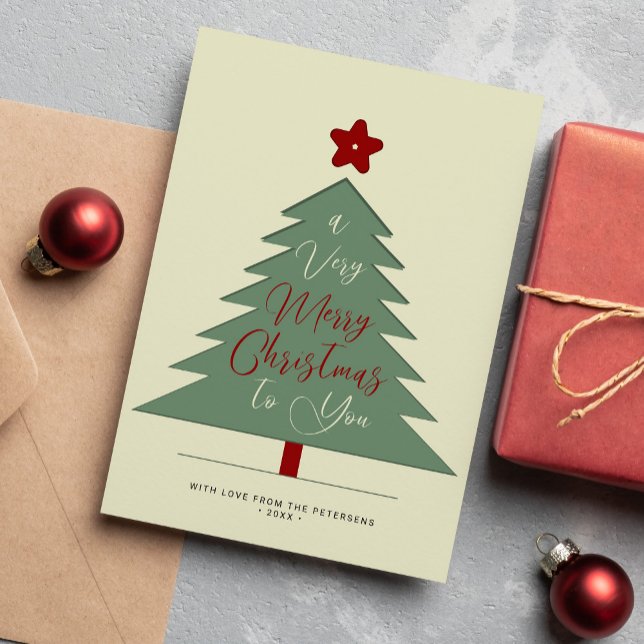 Modern minimalist Merry Christmas script simple Holiday Card (Creator Uploaded)