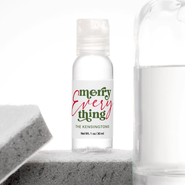 Modern Minimalist Merry Everything Holiday Hand Sanitizer (Insitu)
