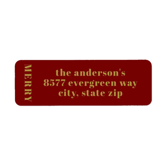Modern Minimalist Merry Gold Return Address  Label (Front)