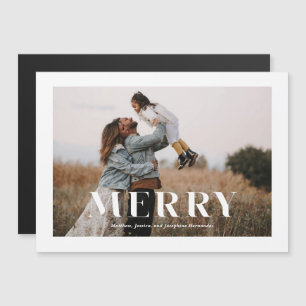 Modern Minimalist Merry Holiday Photo Magnet