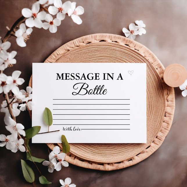 Modern minimalist Message bottle Bridal Shower  Enclosure Card (Creator Uploaded)