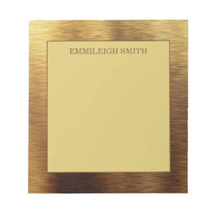 Modern Minimalist Metallic Gold Name Notepad