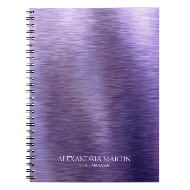 Modern Minimalist Metallic Purple Job Title Name  Notebook (Front)