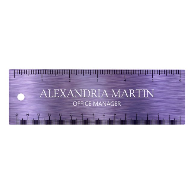 Modern Minimalist Metallic Purple Job Title Name  Ruler (Front)
