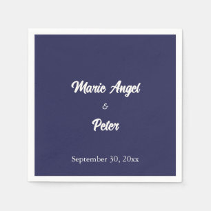 Modern Minimalist Midnight Blue Cocktail Wedding Napkins