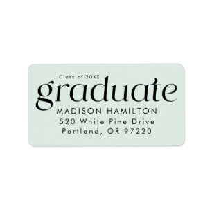 Modern Minimalist Mint Graduation Return Address Label