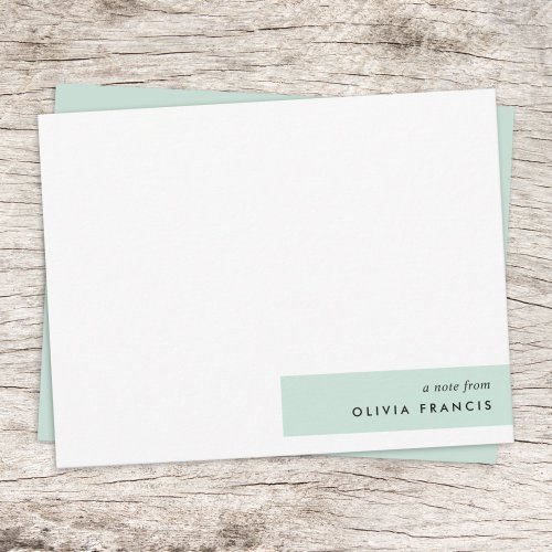 Modern Minimalist Mint Green Pastel Note Card