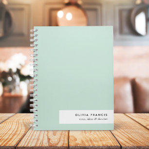 Modern Minimalist Mint Green Pastel Notebook