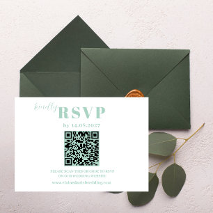 Modern Minimalist Mint Green Wedding RSVP card