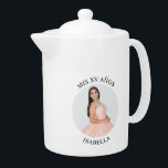 Modern Minimalist Mis XV Años Circle Photo Teapot<br><div class="desc">Create your own personalized circle photo tea pot for your her 15th birthday. Customize the solid white background color or the black text color to match your photo. If you change the font type or size, you can fine tune the curvature of the text in small increments. Have fun creating...</div>