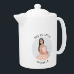 Modern Minimalist Mis XV Años Circle Photo Teapot<br><div class="desc">Create your own personalized circle photo tea pot for your her 15th birthday. Customize the solid white background color or the black text color to match your photo. If you change the font type or size, you can fine tune the curvature of the text in small increments. Have fun creating...</div>