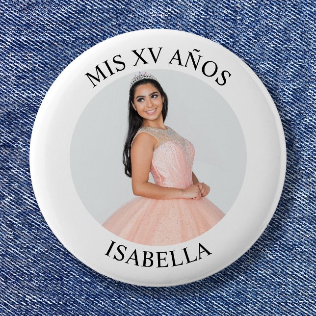 Modern Minimalist Mis XV Años Photo Button (Modern Minimalist Mis XV Años Photo Button)
