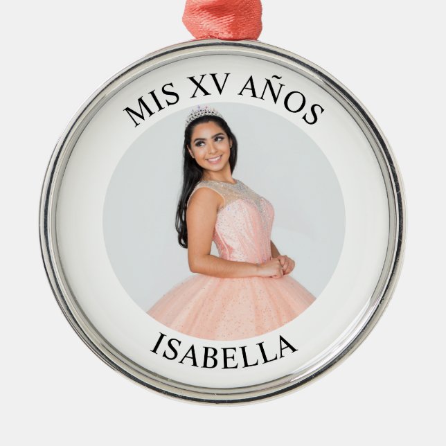 Modern Minimalist Mis XV Años Photo Metal Ornament (Front)