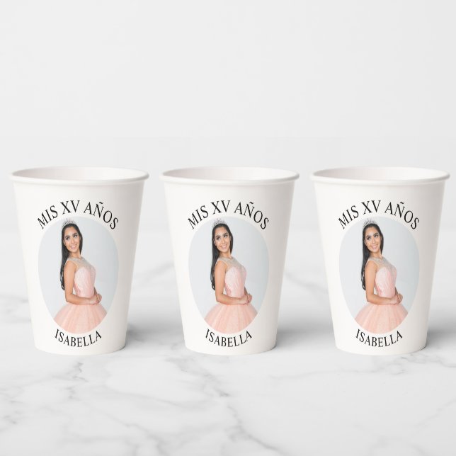Modern Minimalist Mis XV Años Photo Paper Cups (Multi)