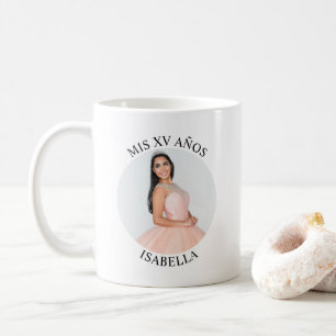Modern Minimalist Mis XV Años Round Photo Coffee Mug